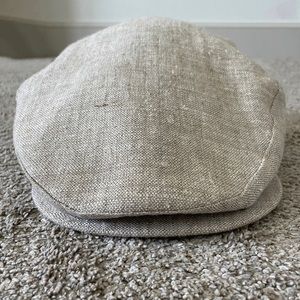 VTG Country Gentleman Ivory Linen  Newsboy/Driving/Cabbie Hat Cap SIZE 7.5 USA